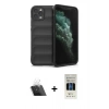 MARSİLYAN™- iPhone 11 Pro Kılıf Atlas Koleksiyonu - Siyah 5D Hayalet Cam Ekran Koruyucu + Kamera Lens Koruma Cam - SF