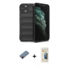 MARSİLYAN™- iPhone 11 Pro Kılıf Atlas Koleksiyonu - Siyah 6D Mat Seramik Hayalet Nano Ekran Koruyucu + Metal Kamera Lens Koruma Cam - KI
