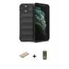 MARSİLYAN™- iPhone 11 Pro Kılıf Atlas Koleksiyonu - Siyah Joko Magic 5D Hayalet Cam + Renkli Kamera Lens Koruma Cam - YL