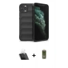 MARSİLYAN™- iPhone 11 Pro Kılıf Atlas Koleksiyonu - Siyah Joko Magic 5D Hayalet Cam + Kamera Lens Koruma Cam - SF