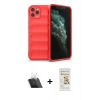 MARSİLYAN™- iPhone 11 Pro Kılıf Atlas Koleksiyonu - Siyah Mat Seramik Nano Ekran Koruyucu + Kamera Lens Koruma Cam - SF