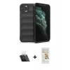 MARSİLYAN™- iPhone 11 Pro Kılıf Atlas Koleksiyonu - Siyah Mat Seramik Nano Ekran Koruyucu + Kamera Lens Koruma Cam - SF