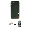 MARSİLYAN™- iPhone 11 Pro Kılıf Doruk Asil Koleksiyonu - Siyah 34D Hayalet Izgaralı Cam + Renkli Kamera Lens Koruma Cam - YL