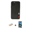 MARSİLYAN™- iPhone 11 Pro Kılıf Doruk Asil Koleksiyonu - Siyah 34D Izgaralı Cam + Renkli Kamera Lens Koruma Cam - MI