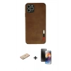 MARSİLYAN™- iPhone 11 Pro Kılıf Doruk Asil Koleksiyonu - Siyah 3D Antistatik Mat Seramik Nano Ekran Koruyucu + Renkli Kamera Lens Koruma Cam - YL