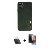 MARSİLYAN™- iPhone 11 Pro Kılıf Doruk Asil Koleksiyonu - Siyah 3D Antistatik Mat Seramik Nano Ekran Koruyucu + Kamera Lens Koruma Cam - SF