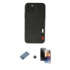 MARSİLYAN™- iPhone 11 Pro Kılıf Doruk Asil Koleksiyonu - Siyah 3D Antistatik Mat Seramik Nano Ekran Koruyucu + Mavi Shine Kamera Lens Koruma Cam