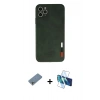 MARSİLYAN™- iPhone 11 Pro Kılıf Doruk Asil Koleksiyonu - Siyah 3D Antistatik Seramik Nano Ekran Koruyucu + Shine Kamera Lens Koruma Cam - GS