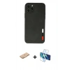MARSİLYAN™- iPhone 11 Pro Kılıf Doruk Asil Koleksiyonu - Siyah 3D Antistatik Seramik Nano Ekran Koruyucu + Renkli Kamera Lens Koruma Cam - TU