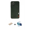 MARSİLYAN™- iPhone 11 Pro Kılıf Doruk Asil Koleksiyonu - Siyah 3D Antistatik Seramik Nano Ekran Koruyucu + Renkli Kamera Lens Koruma Cam - MI