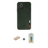 MARSİLYAN™- iPhone 11 Pro Kılıf Doruk Asil Koleksiyonu - Siyah Polymer Nano Ekran Koruyucu + Renkli Kamera Lens Koruma Cam - PE