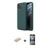 MARSİLYAN™- iPhone 11 Pro Kılıf Doruk Klasik Özel Seri - Siyah 34D Hayalet Izgaralı Cam + Renkli Kamera Lens Koruma Cam - PE