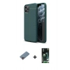 MARSİLYAN™- iPhone 11 Pro Kılıf Doruk Klasik Özel Seri - Siyah 360 Mat Full Body Arka Koruyucu + Shine Kamera Lens Koruma Cam - PE