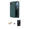 MARSİLYAN™- iPhone 11 Pro Kılıf Doruk Klasik Özel Seri - Siyah 3D Antistatik Hayalet Cam Ekran Koruyucu + Renkli Kamera Lens Koruma Cam - MI