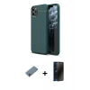 MARSİLYAN™- iPhone 11 Pro Kılıf Doruk Klasik Özel Seri - Siyah 3D Antistatik Hayalet Cam Ekran Koruyucu + Shine Kamera Lens Koruma Cam - SABE