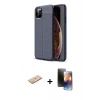 MARSİLYAN™- iPhone 11 Pro Kılıf Doruk Klasik Özel Seri - Siyah 3D Antistatik Mat Seramik Nano Ekran Koruyucu + Renkli Kamera Lens Koruma Cam - SI