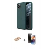 MARSİLYAN™- iPhone 11 Pro Kılıf Doruk Klasik Özel Seri - Siyah 3D Antistatik Mat Seramik Nano Ekran Koruyucu + Renkli Kamera Lens Koruma Cam - TU