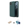 MARSİLYAN™- iPhone 11 Pro Kılıf Doruk Klasik Özel Seri - Siyah 3D Antistatik Seramik Nano Ekran Koruyucu + Renkli Kamera Lens Koruma Cam - SI