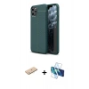 MARSİLYAN™- iPhone 11 Pro Kılıf Doruk Klasik Özel Seri - Siyah 3D Antistatik Seramik Nano Ekran Koruyucu + Renkli Kamera Lens Koruma Cam - MI