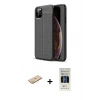 MARSİLYAN™- iPhone 11 Pro Kılıf Doruk Klasik Özel Seri - Siyah 5D Hayalet Cam Ekran Koruyucu + Renkli Kamera Lens Koruma Cam - SI