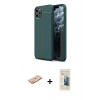 MARSİLYAN™- iPhone 11 Pro Kılıf Doruk Klasik Özel Seri - Siyah 6D Mat Seramik Hayalet Nano Ekran Koruyucu + Renkli Kamera Lens Koruma Cam - TU