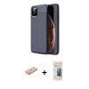 MARSİLYAN™- iPhone 11 Pro Kılıf Doruk Klasik Özel Seri - Siyah 6D Mat Seramik Hayalet Nano Ekran Koruyucu + Renkli Kamera Lens Koruma Cam - TU