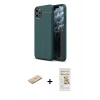 MARSİLYAN™- iPhone 11 Pro Kılıf Doruk Klasik Özel Seri - Siyah Mat Seramik Nano Ekran Koruyucu + Renkli Kamera Lens Koruma Cam - YL