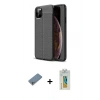 MARSİLYAN™- iPhone 11 Pro Kılıf Doruk Klasik Özel Seri - Siyah Polymer Nano Ekran Koruyucu + Shine Kamera Lens Koruma Cam - GS