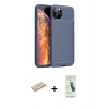 MARSİLYAN™- iPhone 11 Pro Kılıf Eksen Form Prime - Şeffaf Pasifik Cam Ekran Koruyucu + Renkli Kamera Lens Koruma Cam - SI