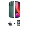 MARSİLYAN™- iPhone 11 Pro Kılıf Eksen Form Prime - Siyah 34D Hayalet Izgaralı Cam + Kamera Lens Koruma Cam - SF