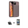 MARSİLYAN™- iPhone 11 Pro Kılıf Eksen Form Prime - Siyah 34D Hayalet Izgaralı Cam + Kamera Lens Koruma Cam - SF