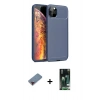 MARSİLYAN™- iPhone 11 Pro Kılıf Eksen Form Prime - Siyah 360 Mat Full Body Arka Koruyucu + Metal Kamera Lens Koruma Cam - KI