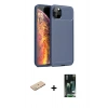 MARSİLYAN™- iPhone 11 Pro Kılıf Eksen Form Prime - Siyah 360 Mat Full Body Arka Koruyucu + Renkli Kamera Lens Koruma Cam - YL