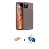MARSİLYAN™- iPhone 11 Pro Kılıf Eksen Form Prime - Siyah 3D Antistatik Cam Ekran Koruyucu + Renkli Kamera Lens Koruma Cam - PE