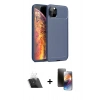 MARSİLYAN™- iPhone 11 Pro Kılıf Eksen Form Prime - Siyah 3D Antistatik Mat Seramik Nano Ekran Koruyucu + Kamera Lens Koruma Cam - SF