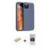 MARSİLYAN™- iPhone 11 Pro Kılıf Eksen Form Prime - Siyah 5D Hayalet Cam Ekran Koruyucu + Renkli Kamera Lens Koruma Cam - TU