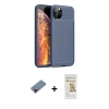 MARSİLYAN™- iPhone 11 Pro Kılıf Eksen Form Prime - Siyah Mat Seramik Nano Ekran Koruyucu + Metal Kamera Lens Koruma Cam - KI