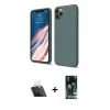 MARSİLYAN™- iPhone 11 Pro Kılıf Kozmos Yansıma Özel Seri - Siyah 360 Mat Full Body Arka Koruyucu + Kamera Lens Koruma Cam - SF