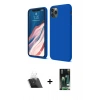 MARSİLYAN™- iPhone 11 Pro Kılıf Kozmos Yansıma Özel Seri - Siyah 360 Mat Full Body Arka Koruyucu + Kamera Lens Koruma Cam - SF