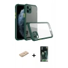 MARSİLYAN™- iPhone 11 Pro Kılıf Nova Asil Özel Seri - Şeffaf 360 Full Body Arka Koruyucu + Sarı Renkli Kamera Lens Koruma Cam