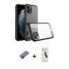 MARSİLYAN™- iPhone 11 Pro Kılıf Nova Asil Özel Seri - Şeffaf Pasifik Cam Ekran Koruyucu + Metal Kamera Lens Koruma Cam - KI