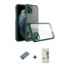 MARSİLYAN™- iPhone 11 Pro Kılıf Nova Asil Özel Seri - Siyah 20D Premium Cam Ekran Koruyucu + Gökkuşağı Shine Kamera Lens Koruma Cam