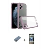 MARSİLYAN™- iPhone 11 Pro Kılıf Nova Asil Özel Seri - Siyah 34D Hayalet Izgaralı Cam + Shine Kamera Lens Koruma Cam - GI