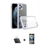 MARSİLYAN™- iPhone 11 Pro Kılıf Nova Asil Özel Seri - Siyah 34D Hayalet Izgaralı Cam + Kamera Lens Koruma Cam - SF