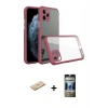MARSİLYAN™- iPhone 11 Pro Kılıf Nova Asil Özel Seri - Siyah 34D Hayalet Izgaralı Cam + Renkli Kamera Lens Koruma Cam - PE