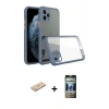 MARSİLYAN™- iPhone 11 Pro Kılıf Nova Asil Özel Seri - Siyah 34D Hayalet Izgaralı Cam + Renkli Kamera Lens Koruma Cam - YL