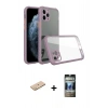 MARSİLYAN™- iPhone 11 Pro Kılıf Nova Asil Özel Seri - Siyah 34D Hayalet Izgaralı Cam + Renkli Kamera Lens Koruma Cam - SI