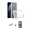 MARSİLYAN™- iPhone 11 Pro Kılıf Nova Asil Özel Seri - Siyah 34D Hayalet Izgaralı Cam + Renkli Kamera Lens Koruma Cam - SI