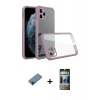 MARSİLYAN™- iPhone 11 Pro Kılıf Nova Asil Özel Seri - Siyah 34D Hayalet Izgaralı Cam + Shine Kamera Lens Koruma Cam - SH