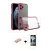 MARSİLYAN™- iPhone 11 Pro Kılıf Nova Asil Özel Seri - Siyah 34D Hayalet Izgaralı Cam + Renkli Kamera Lens Koruma Cam - TU